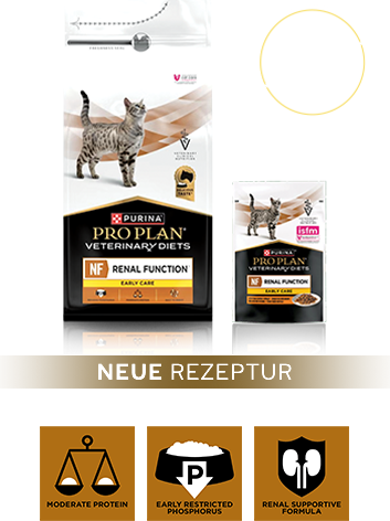 Verpackungen von PPVD NF Renal Function Early Care mit Trocken- und Nassfutter für die IRIS-Stadien 1 und 2